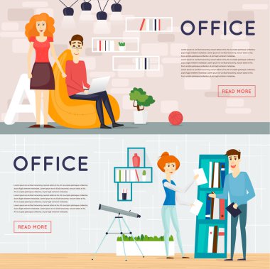İş çizgi film karakterleri. Ofis işyeri afişleri
