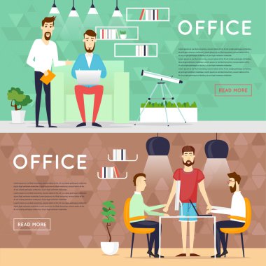 İş çizgi film karakterleri. Ofis işyeri afişleri