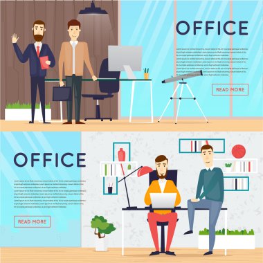 İş çizgi film karakterleri. Ofis işyeri afişleri