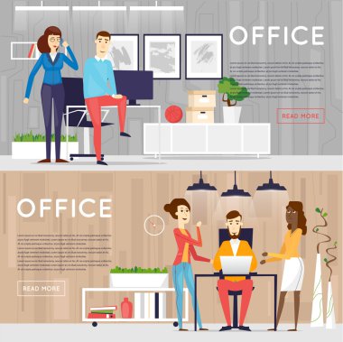 İş çizgi film karakterleri. Ofis işyeri afişleri