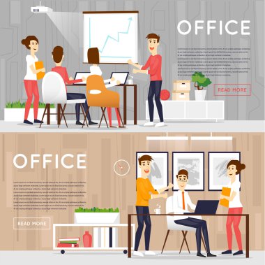 İş çizgi film karakterleri. Ofis işyeri afişleri