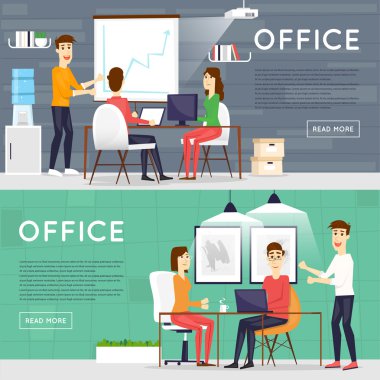 İş çizgi film karakterleri. Ofis işyeri afişleri