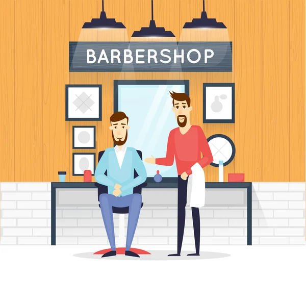 Ilustrace interiéru Barbershop — Stockový vektor