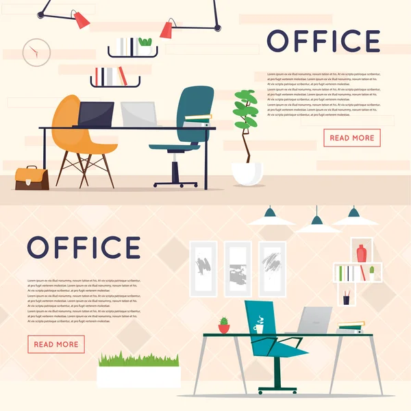 Office werkplek banner — Stockvector