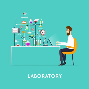 Laboratuvar odasında çalışan bilim adamı.