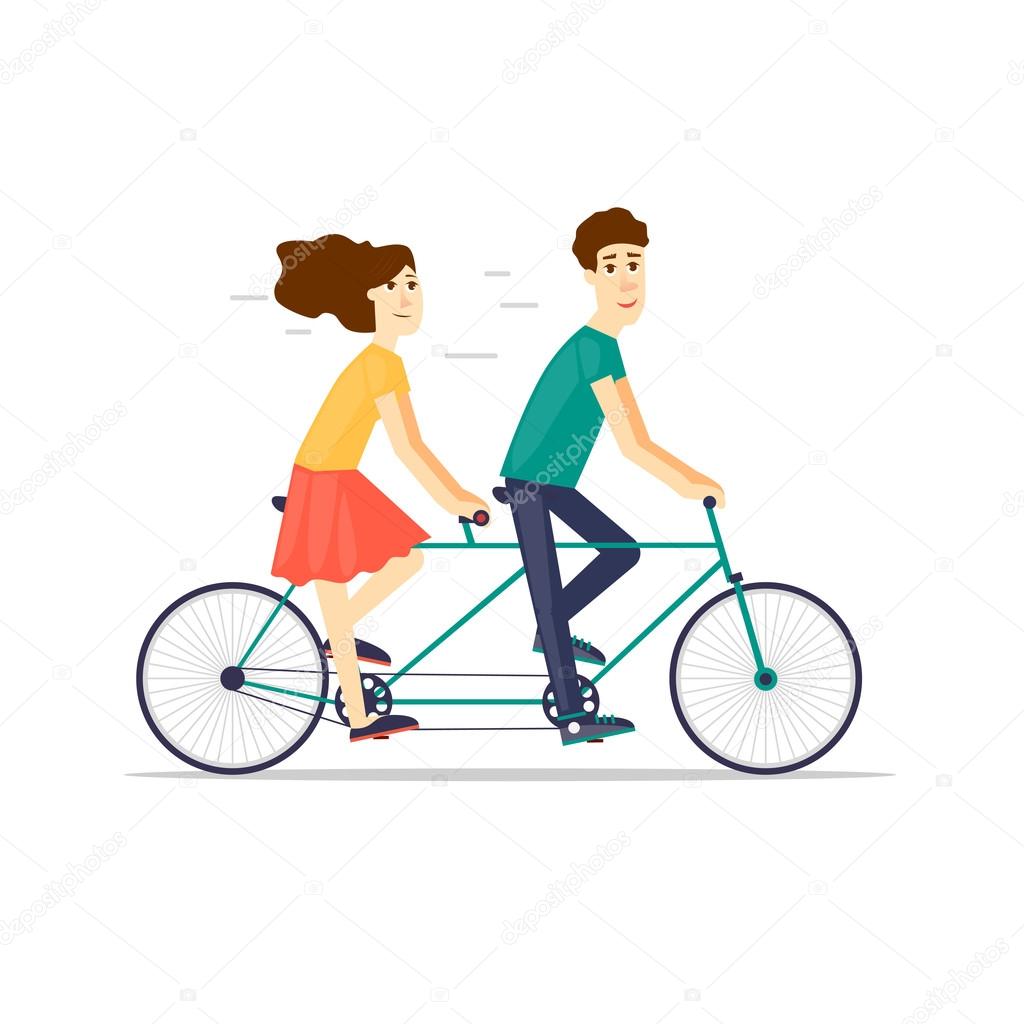 Couple riding tandem bicycle Stock Vector Image by ©odis 123517744