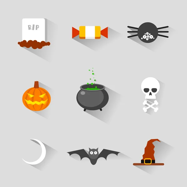Halloween symboly.Halloween dýně.Halloween ikony.Plochý design. — Stockový vektor