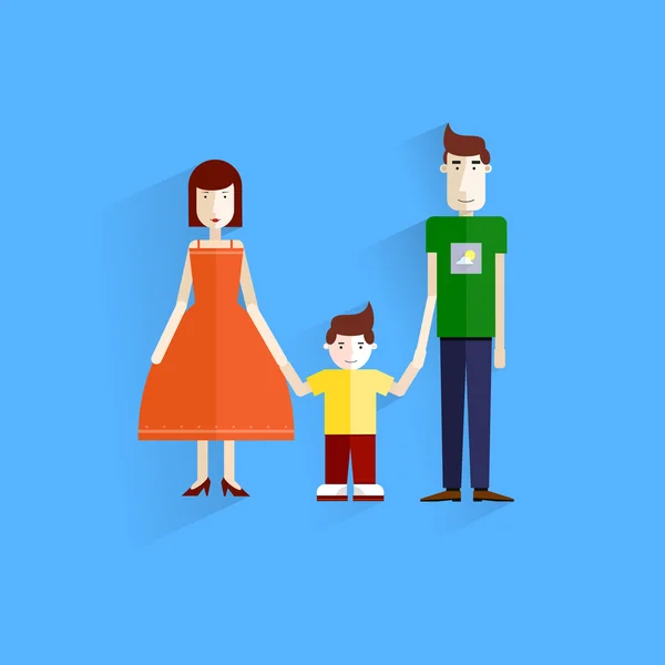 Familie illustratie. Gelukkige familie ouders met Children.Flat ontwerpen. Vader, moeder, zoon. — Stockvector