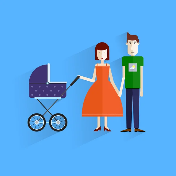 Family illustration.happy family parents with children.flat design. Vater, Mutter, Sohn. — Stockvektor