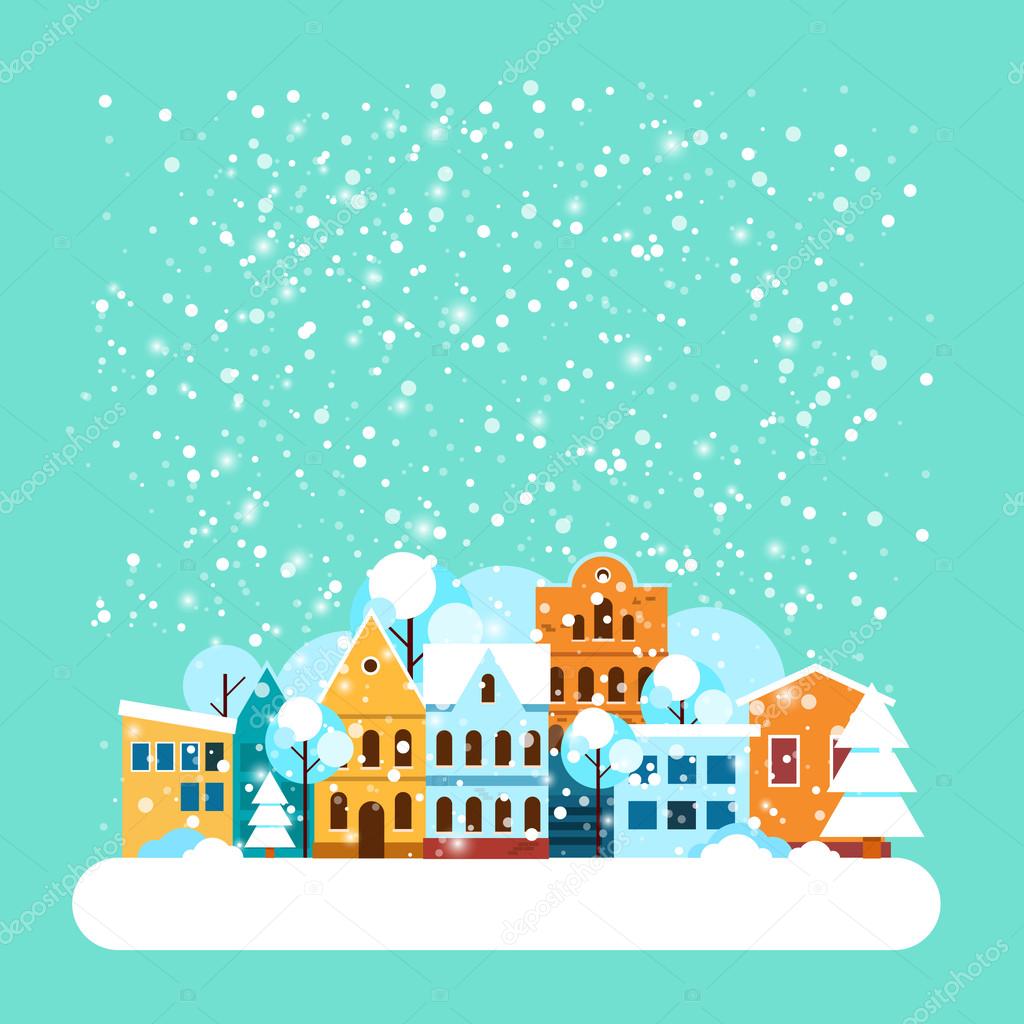 动漫城市雪景图片