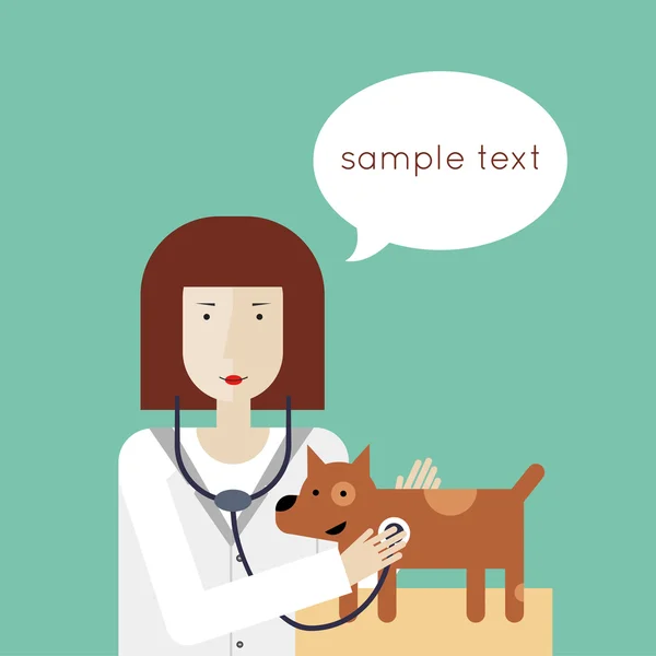 Veterinario examinando un cachorro — Vector de stock