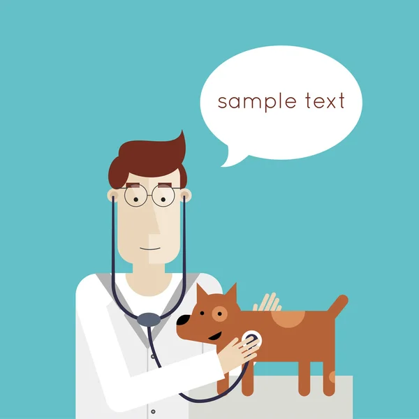 Κτηνίατρος εξέταση κουτάβι — Διανυσματικό Αρχείο