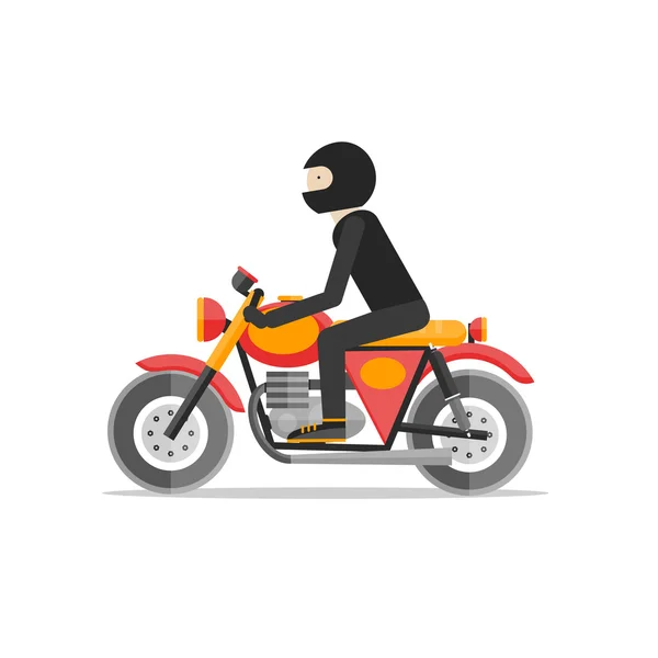 Biker in helm op een motorfiets — Stockvector