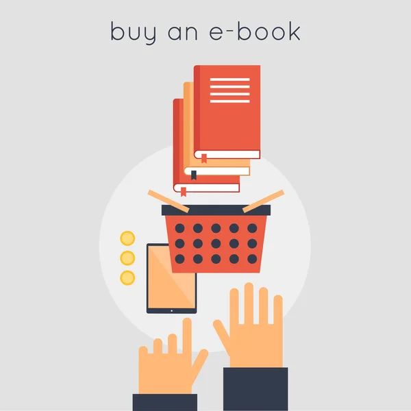 Compra de libros electrónicos. Libro favorito . — Vector de stock