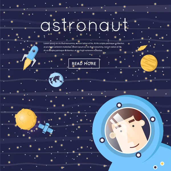 Astronauta en la ilustración espacial — Vector de stock