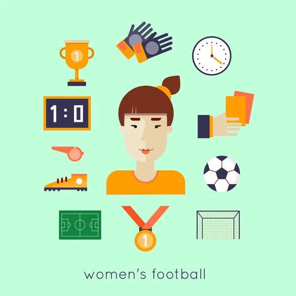 Női labdarúgás, futball — Stock Vector