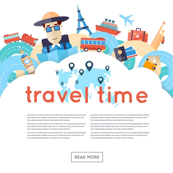 World Travel. Planning van zomervakanties — Stockvector
