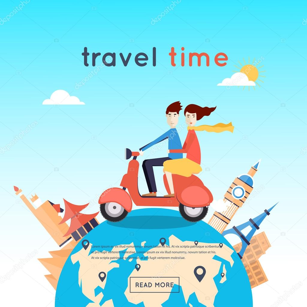 travel around the world cartoon