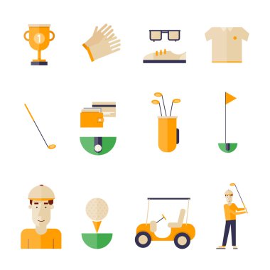 Golf düz simgeler