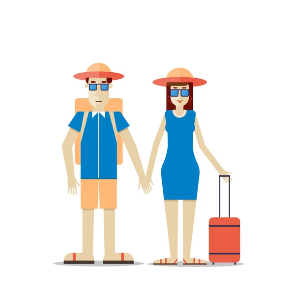 Man and woman together on a trip. — Stock Vector