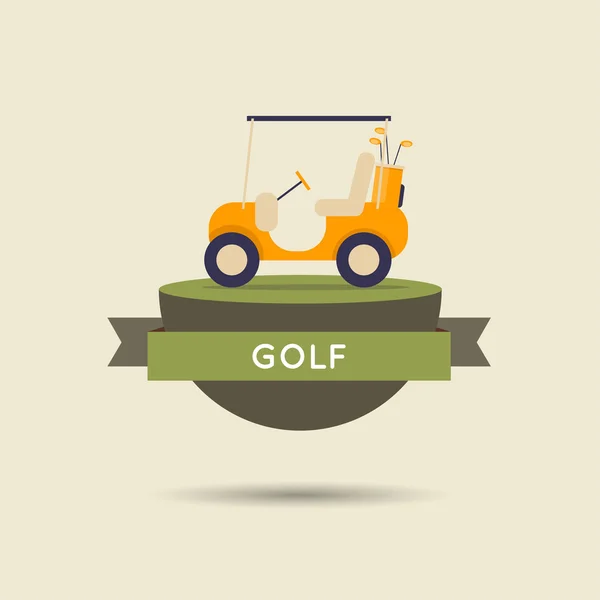 Golf coche estilo plano — Vector de stock