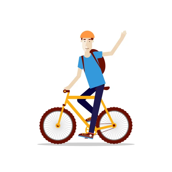 Чоловік їде на гірському велосипеді — стоковий вектор