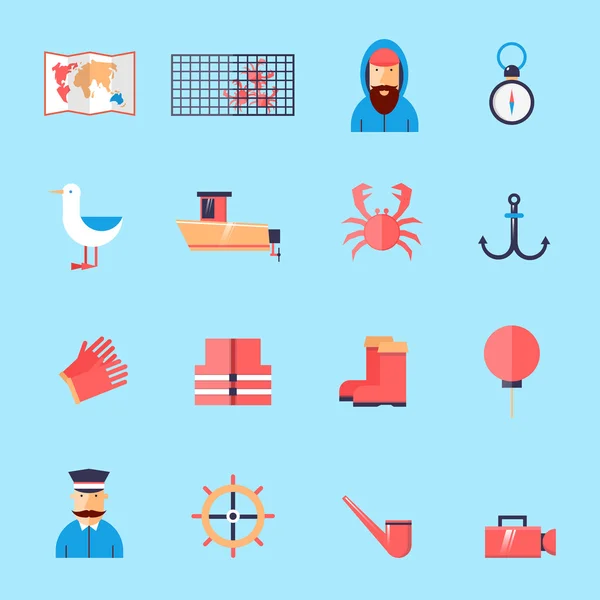 Attraper des crabes ensemble d'icônes — Image vectorielle