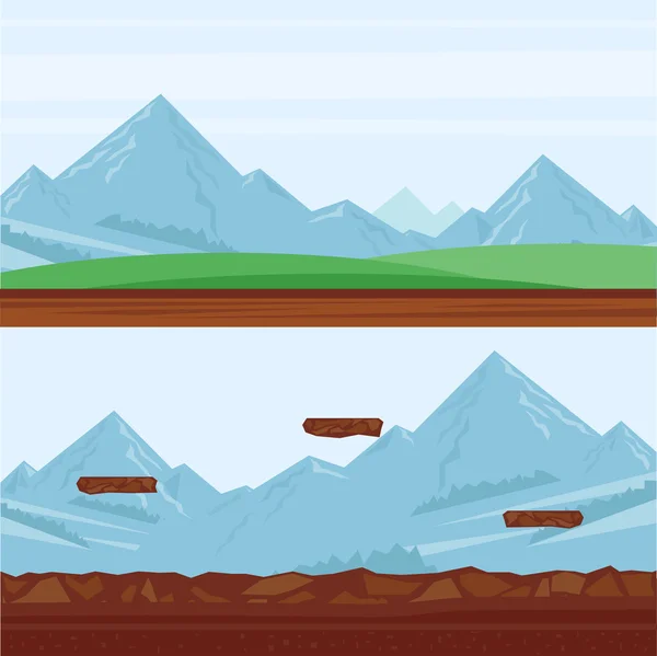 Background for games, mountain landscape — Stock Vector
