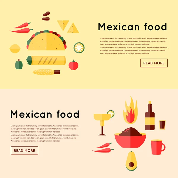 Makanan Meksiko. 2 spanduk - Stok Vektor