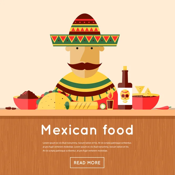 Mexikanska säljer mat — Stock vektor
