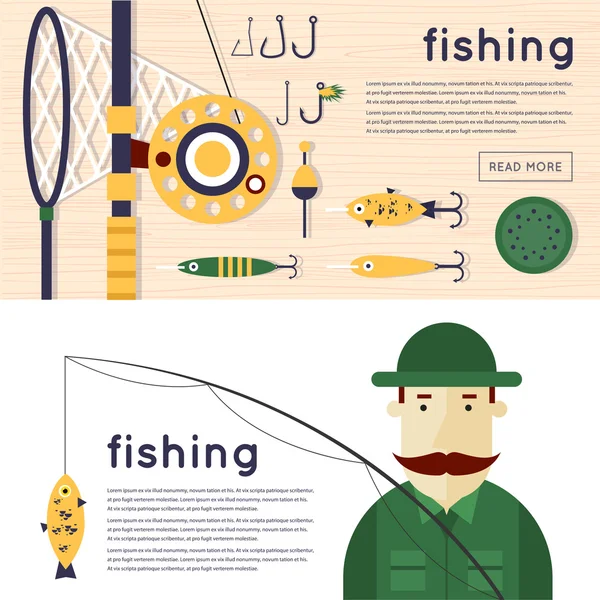 渔夫和平面图标 — 图库矢量图片