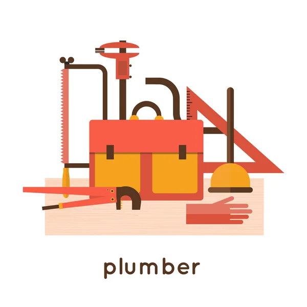 Tools plumbing in flat style — Stock Vector