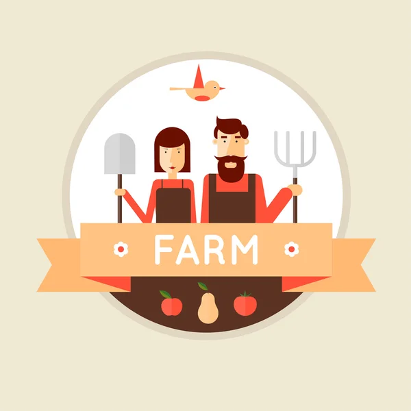 Homem e mulher agricultor . — Vetor de Stock
