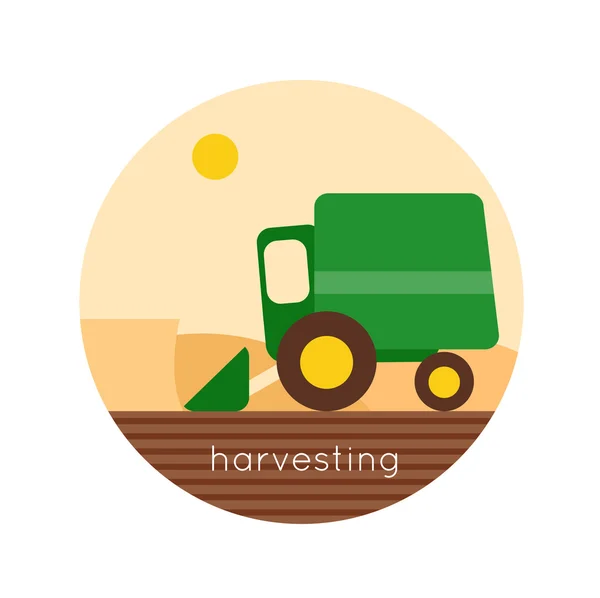 Combine reaps grain — Stock Vector