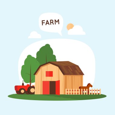 at ve bahçedeki traktör