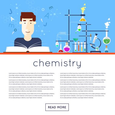 Kimya sınıfındaki öğrencilerin ders kitabı okuyor