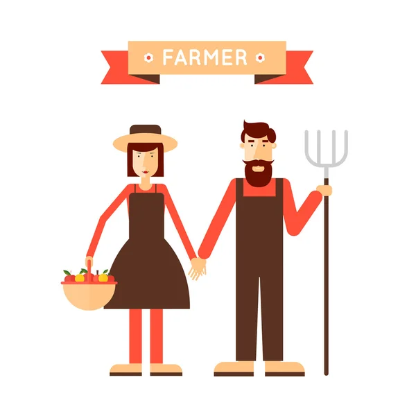 Agricultor hombre y mujer — Vector de stock