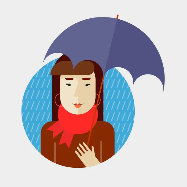 Automne fille tenant un parapluie — Image vectorielle