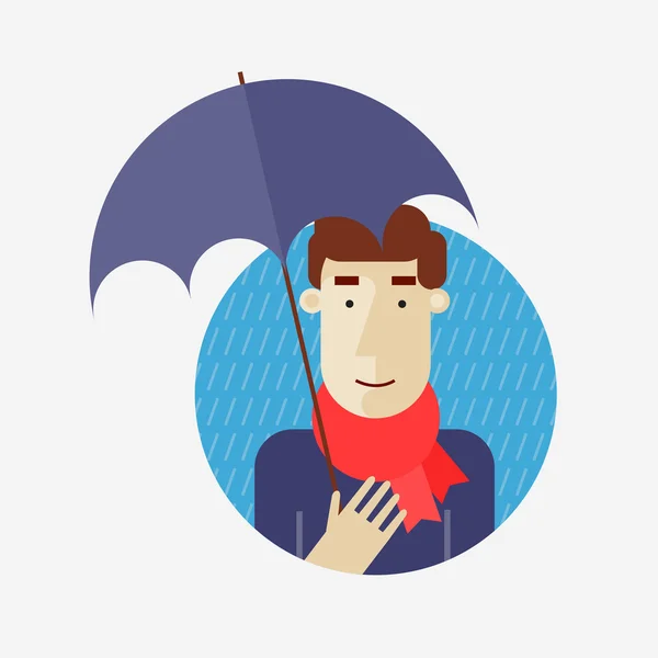 Mann mit Regenschirm — Stockvektor