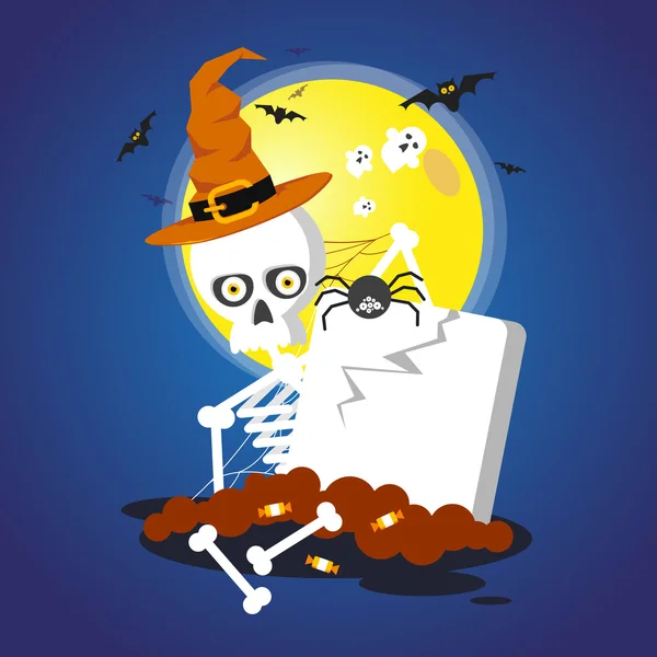 Joyeux squelette halloween — Image vectorielle