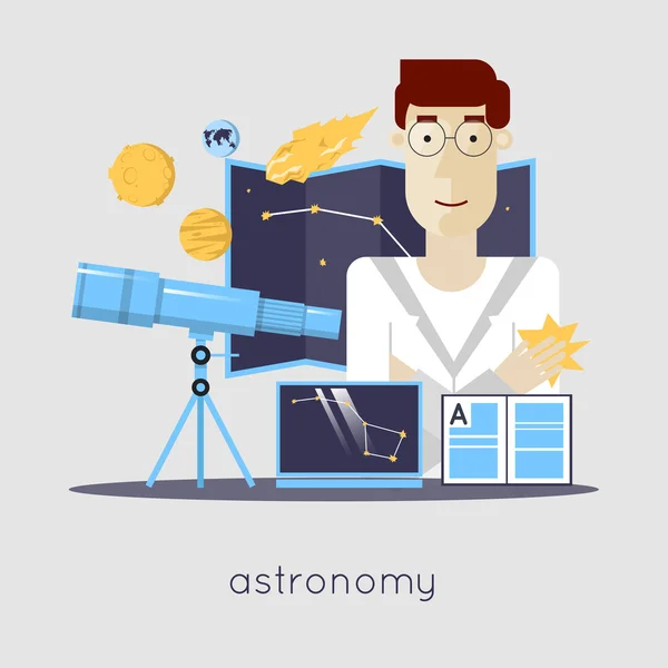 Forskare i laboratorium astronomi laboratorium — Stock vektor