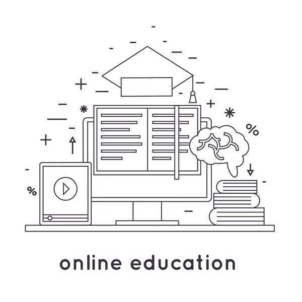 ऑनलाइन शिक्षा, ऑनलाइन सीखना — स्टॉक वेक्टर