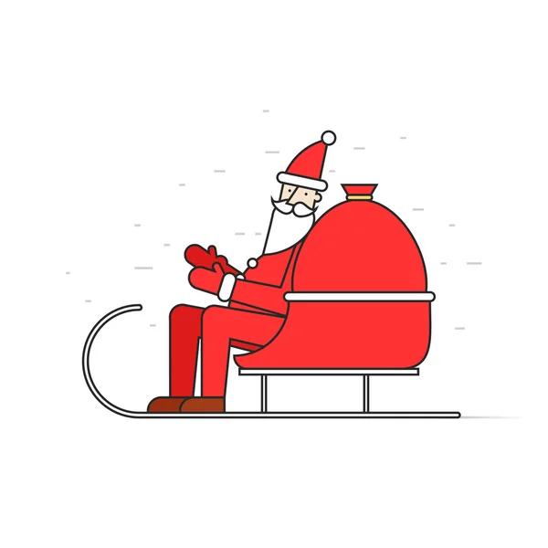 Santa Claus Rider i en släde — Stock vektor