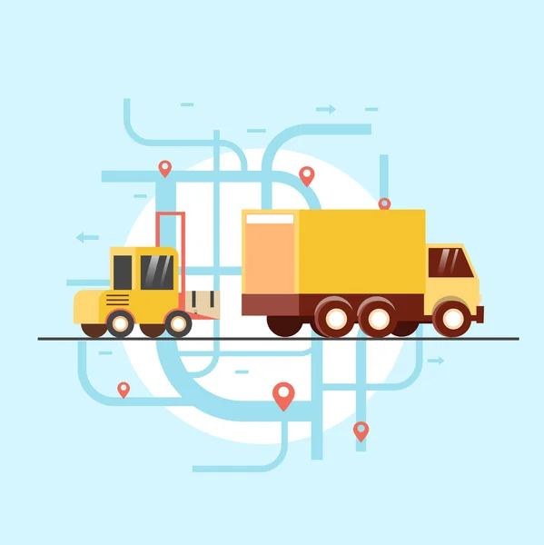 Freight kara ships goods in truck — Stock Vector