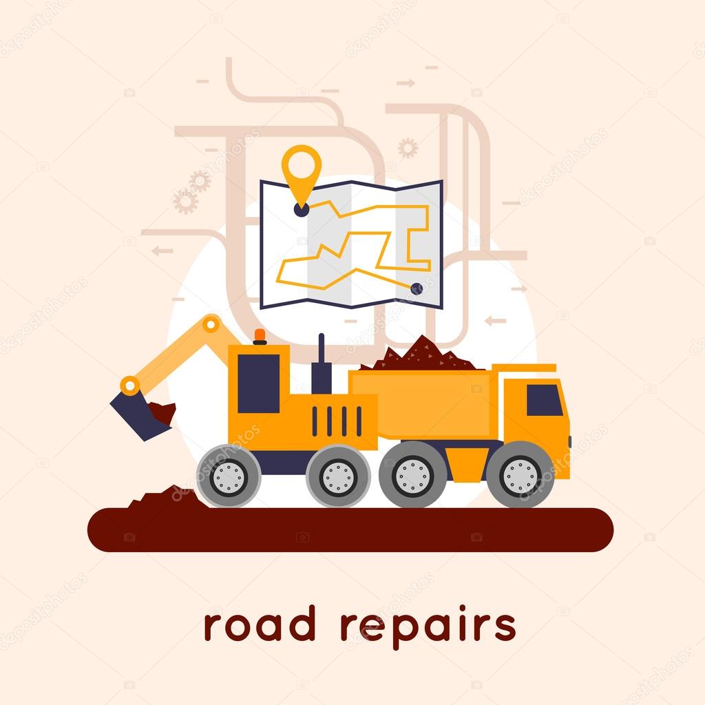 Repair of roads, laying of asphalt