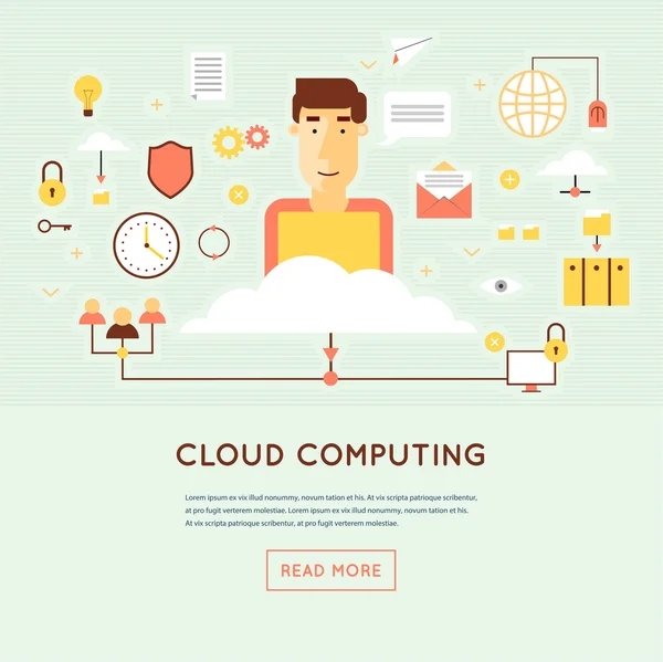 Computación en la nube, alojamiento web, conexión — Archivo Imágenes Vectoriales