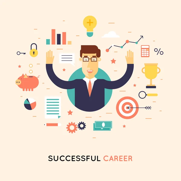 Successful career businessman — Stock Vector