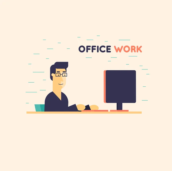 Büroangestellte arbeitet am Computer — Stockvektor