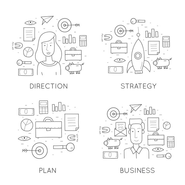 Doodle business development ideas — Stock Vector