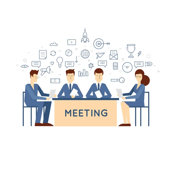 Doodle setkání obchodních setkání — Stockový vektor